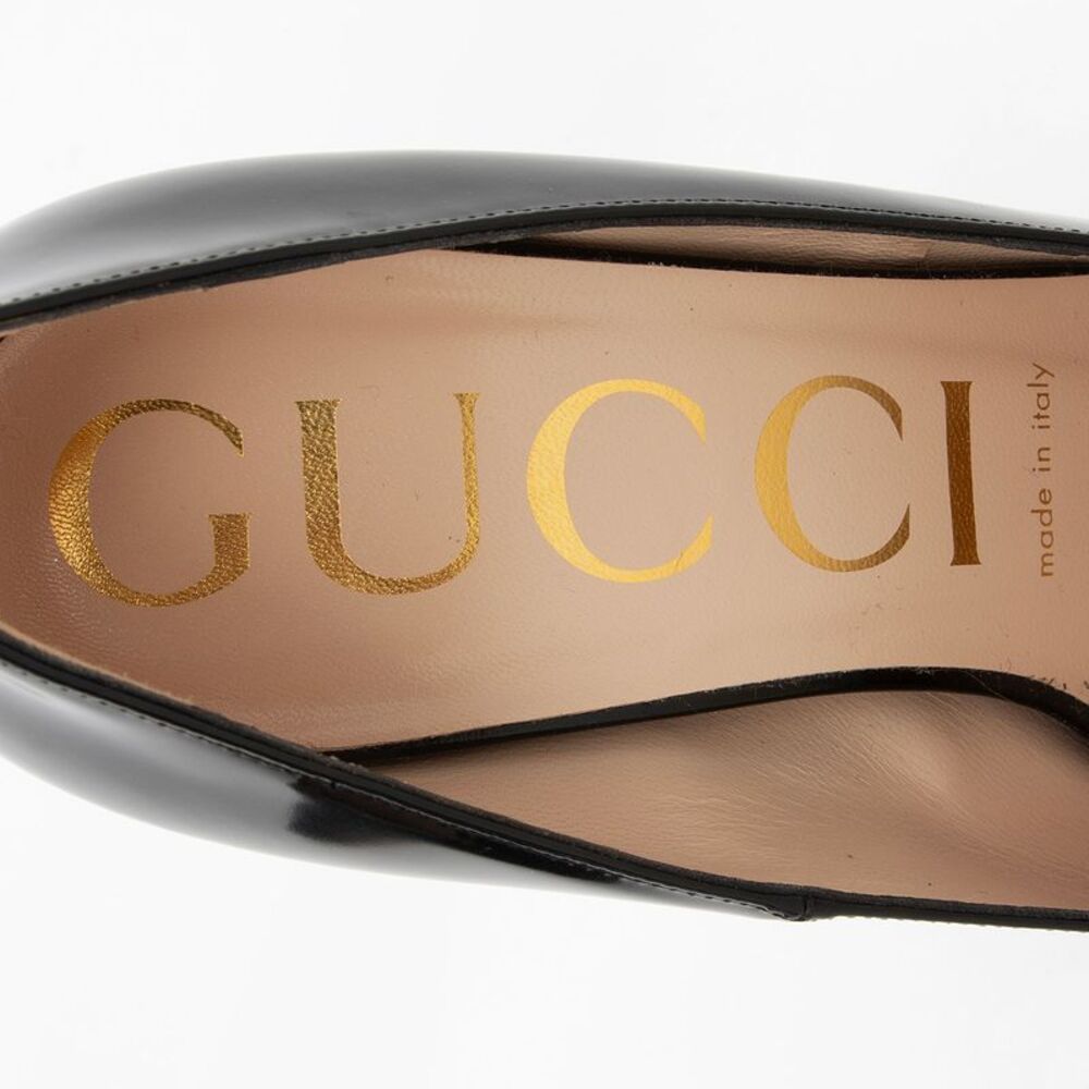 Gucci Polished Leather Removable Faux Pearl Bow Pumps - Size 7 / 37 - Picture 7 of 9